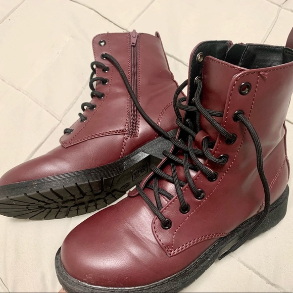 Maroon combat boots - Picture 1 of 2